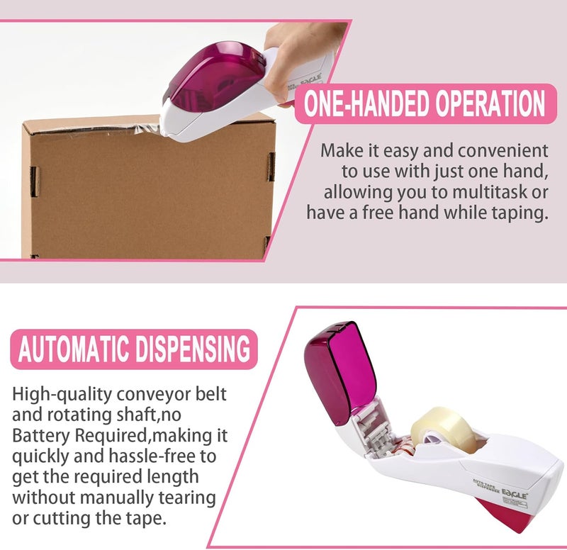 MFBJXC Automatic Tape Dispenser for Wrapping Gifts, Handheld Packaging Tape Dispenser Gun with Cutter, Dispensers for Adhesive Tapes-White - Image 3